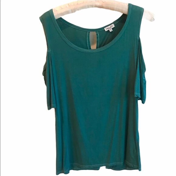 Splendid Cold Shoulder Short Sleeve Peacock top - Picture 1 of 6